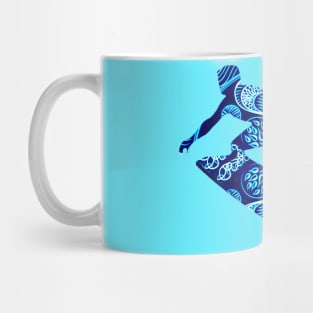 DYNAMIC SURFER DUDE MANDALA, ZENTANGLE DESIGN, BLUE SURFBOARD Mug